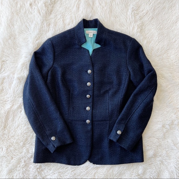 Coldwater Creek navy blue metallic textured blazer jacket Size 16 - Picture 11 of 11